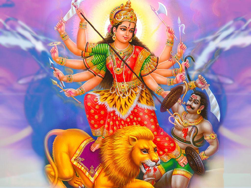 The Hindu Goddess Durga is an incarnation of Devi or the Mother Goddess symbol of divine shakti. Durga Devi is believed to be the supreme reality in the Hinduism 